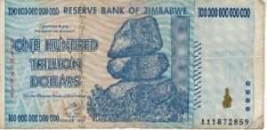 Zimbabwe Dollar - One Hundred Trillion Dollars
