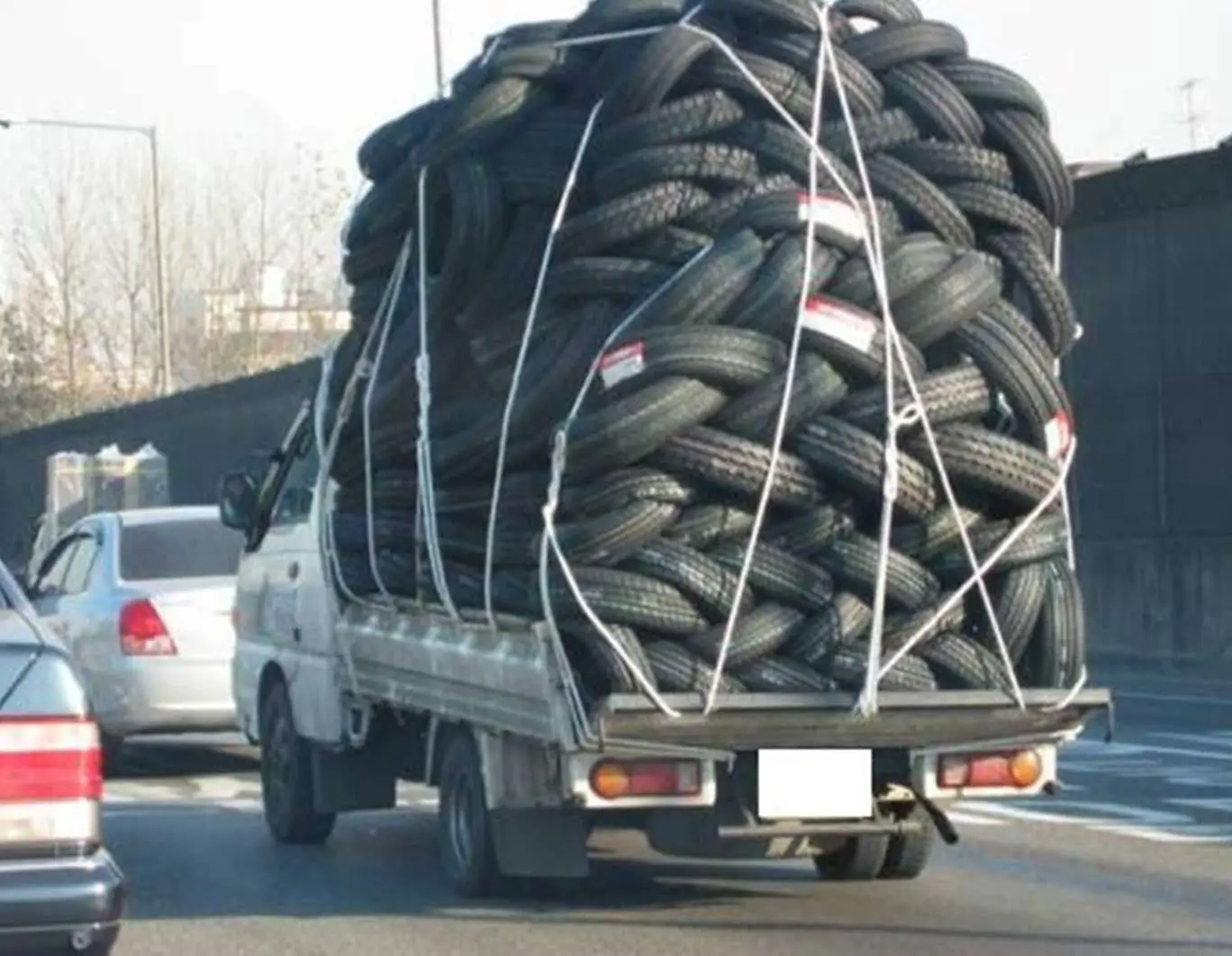 Van Overloaded With Car Tyres