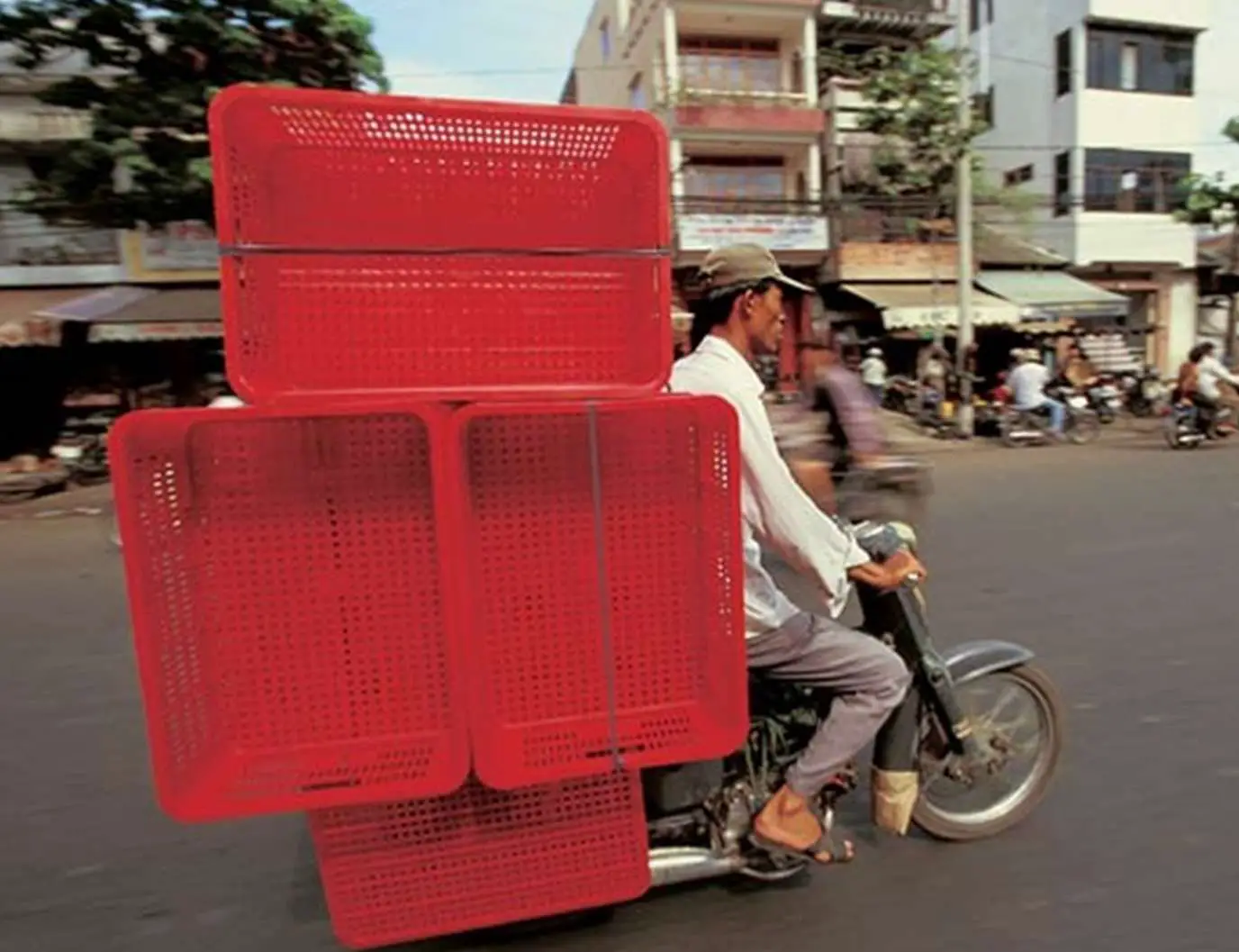 Crates On Motor Scooter