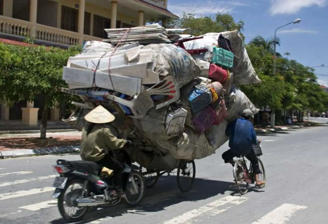 Transporting Rubbish Via Scooter
