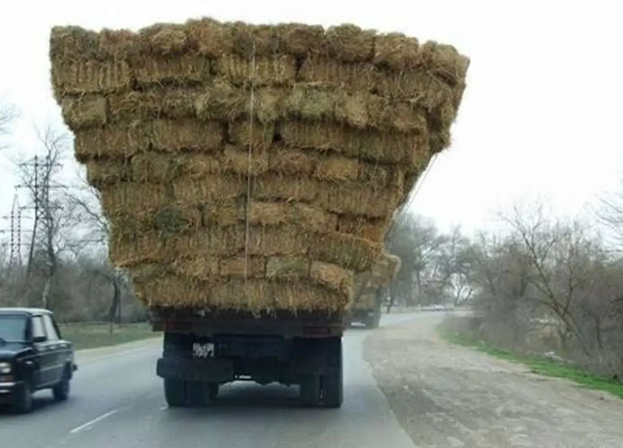 Truck Overloaded With Hay