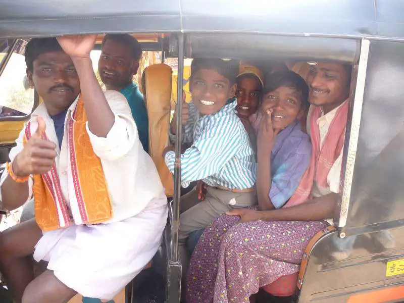 Auto Rickshaw Family Transport Funny Travel Photo - Delhi India