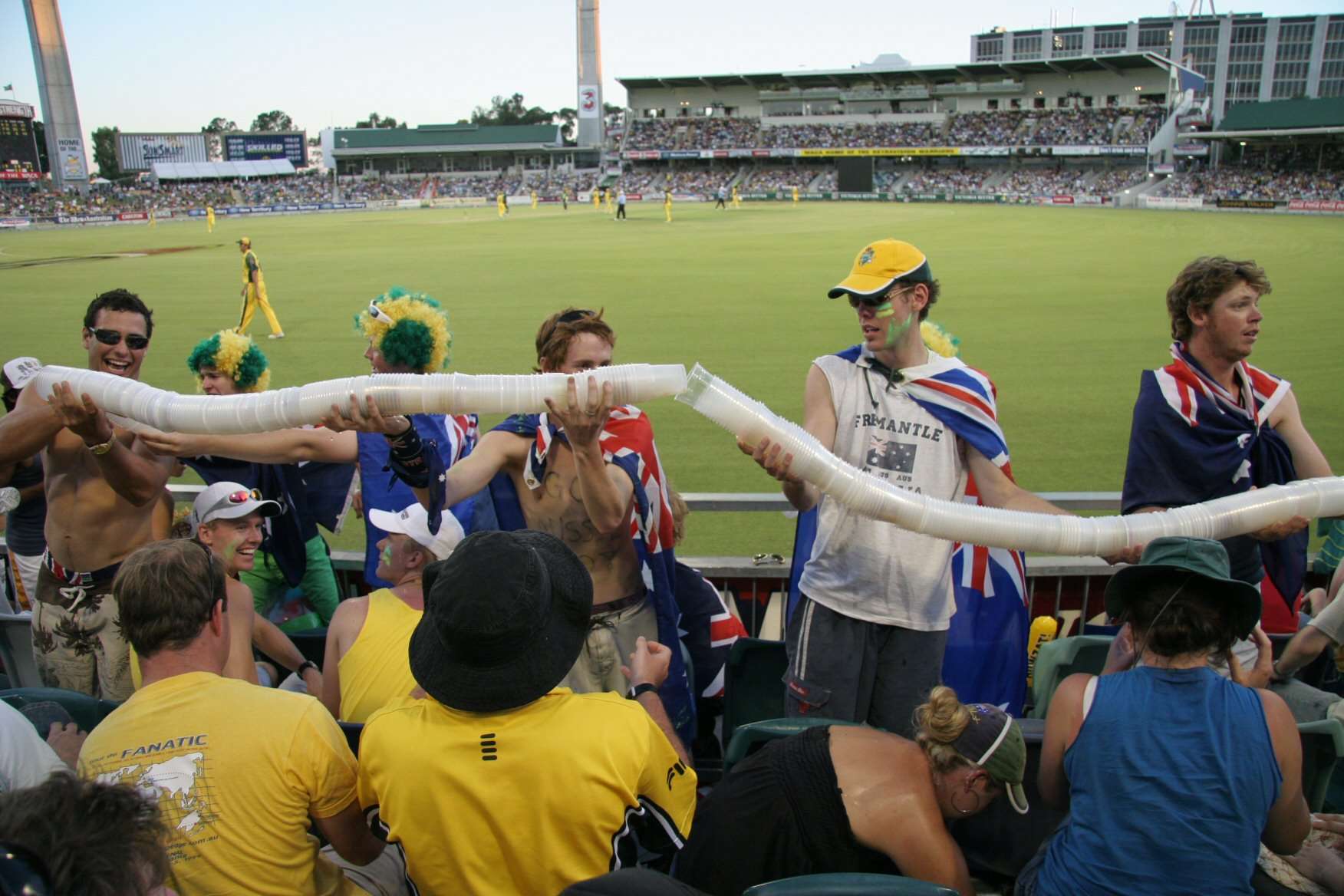 Thebeercupsnake | Australia | Beer Cup Snake - A Plastic Recycling Option At The Cricket | Australia | Author: Anthony Bianco - The Travel Tart Blog