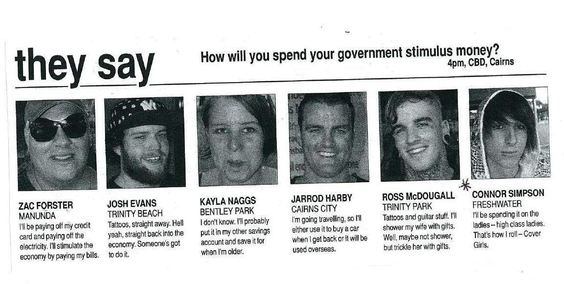 Cairns Post | India Travel Blog | Federal Government Stimulus Money - Where Your Taxes And The Paycheck Is Going | Australia, Cairns, Federal Government Stimulus Money, Funny Travel, Global Financial Crisis, Offbeat Travel, Paycheck, Taxes, Travel Blogs, Weird Travel | Author: Anthony Bianco - The Travel Tart Blog