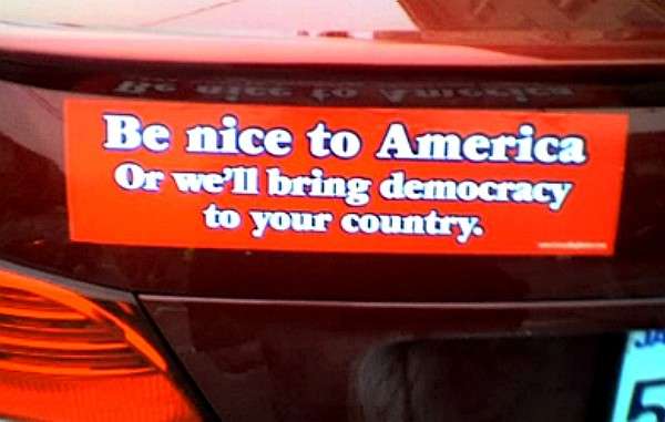 Bumper Sticker | North America Travel Blog | Bumper Sayings: Funny Democracy Sticker From America | North America Travel Blog | Author: Anthony Bianco - The Travel Tart Blog