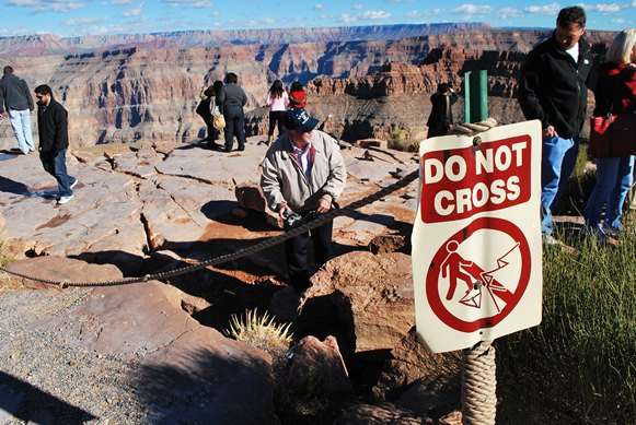 Warning Signs Useless Do Not Cross Grand Canyon