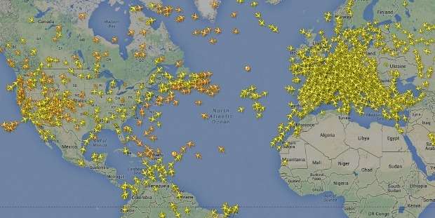 Flight Radar 24 Map - Us Europe Air Traffic