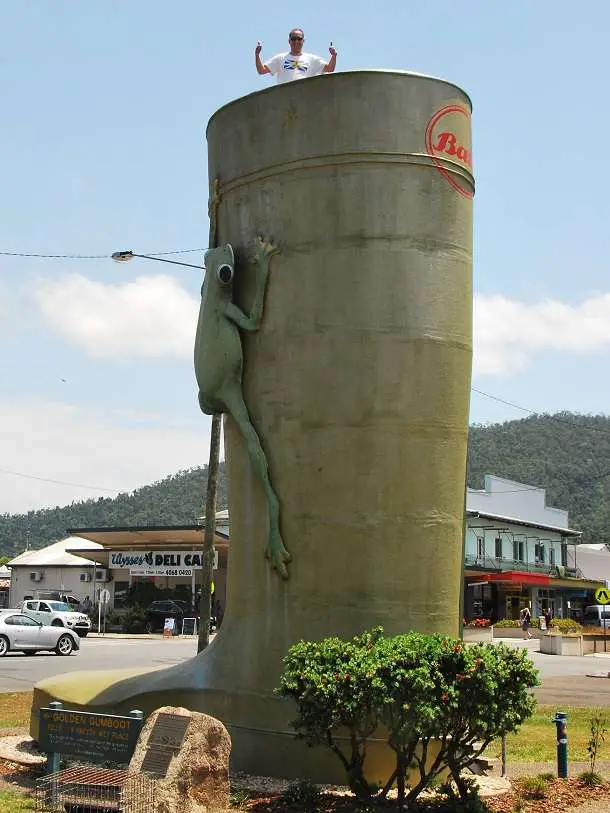 Golden Gumboot North Queensland | Australia Travel Blog | Big Things In Australia! Check Out This List Of Large Australian Roadside Icons And Tourist Attractions! | Australian Big Icons, Big Banana, Big Tennis Racquet, Big Things In Australia, Golden Gumboot, List Of Big Things In Australia, The Big Apple, The Big Bull | Author: Anthony Bianco - The Travel Tart Blog