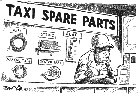 Taxi Spare Parts | South Africa Travel Blog | South Africa News Humour - Cartoon Satire Telling It Like It Is! | South Africa Travel Blog | Author: Anthony Bianco - The Travel Tart Blog