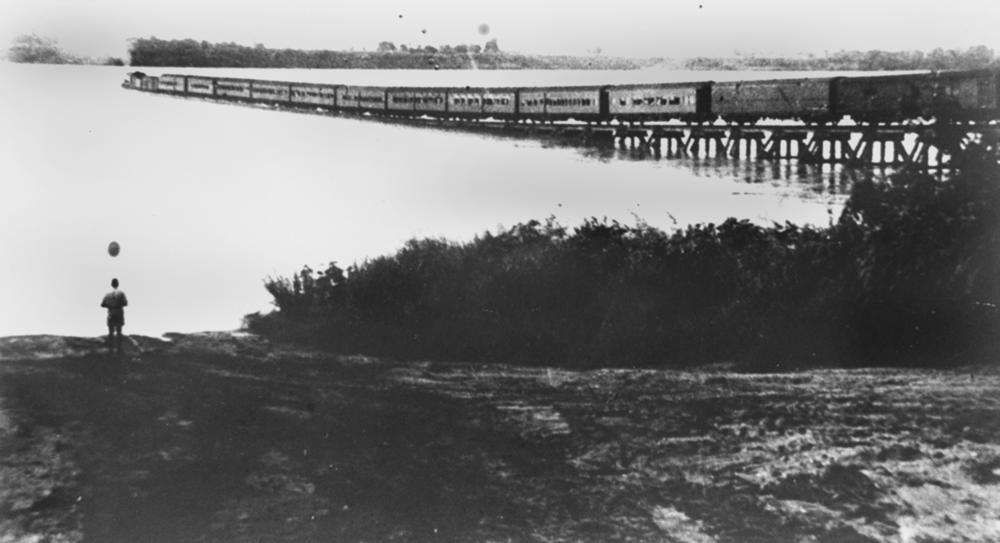 Steam Train Crossing Flooded Burdekin River