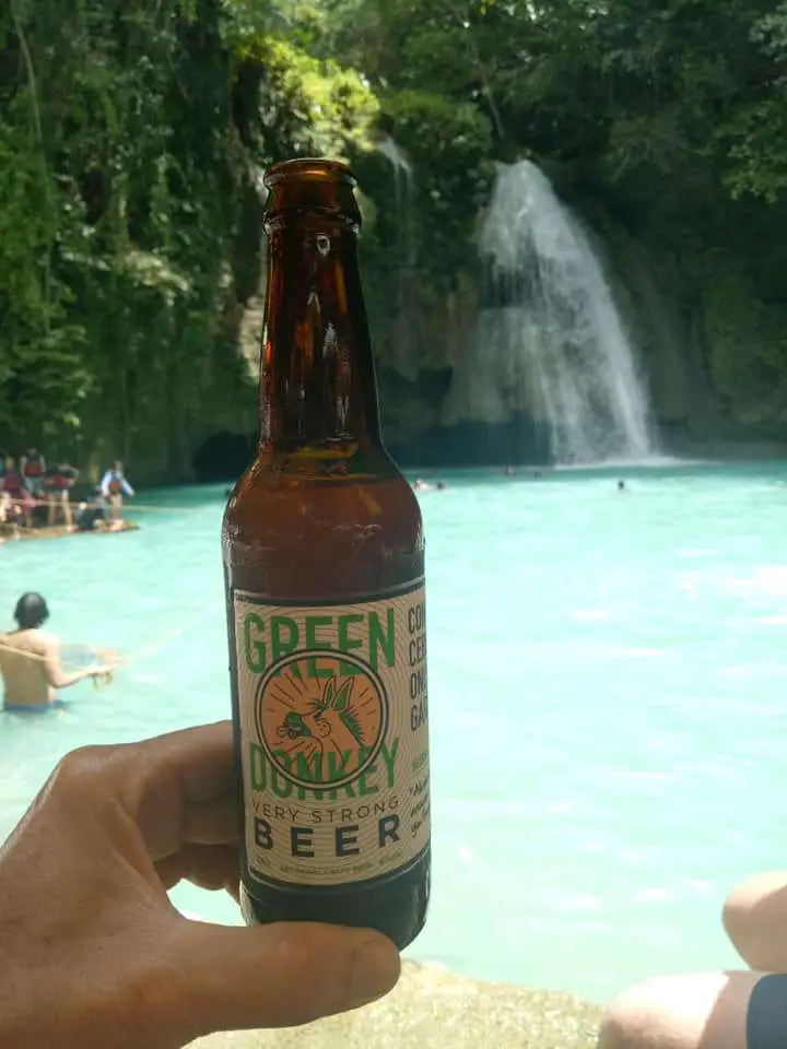 Filipino Beers Green Donkey | Philippines Travel Blog | Strong Filipino Beer - Drinking Green Donkey At Kawasan Falls! | Philippines Travel Blog | Author: Anthony Bianco - The Travel Tart Blog