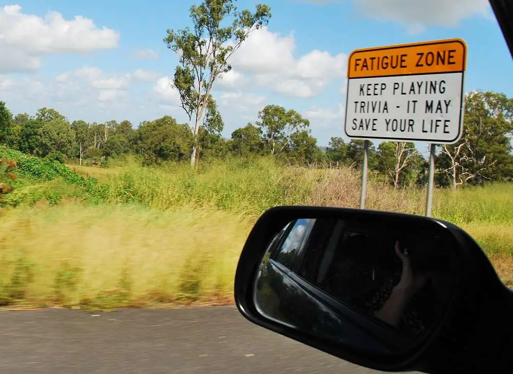 Objects In The Rearview Mirror | Oceania Travel Blog | Unusual Road Safety Signs In Australia - Fatigue Zone Trivia! | Oceania Travel Blog | Author: Anthony Bianco - The Travel Tart Blog