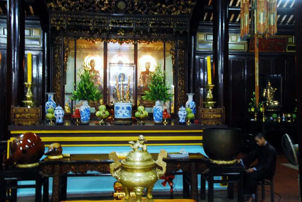 Buddhist Temples In Vietnam - Bell Ringing By Monk